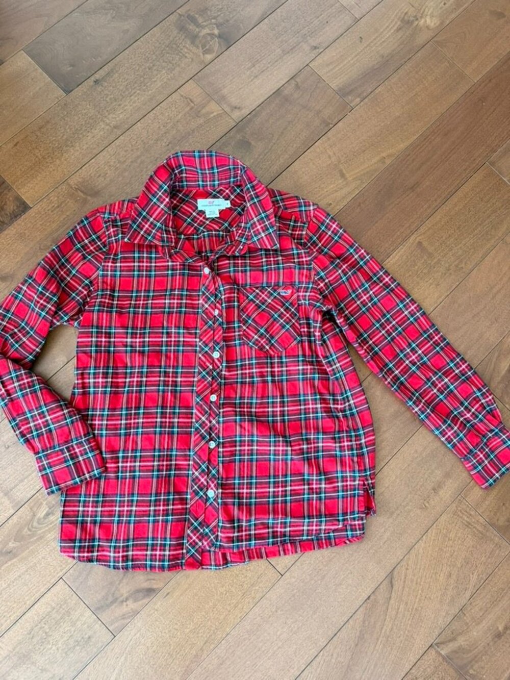 Vineyard Vines Red Tartan Plaid Button Down Shirt Size 8 Holiday Christmas